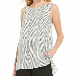 Eileen Fisher Linear Printed Silk Long Shell Tank Size XL